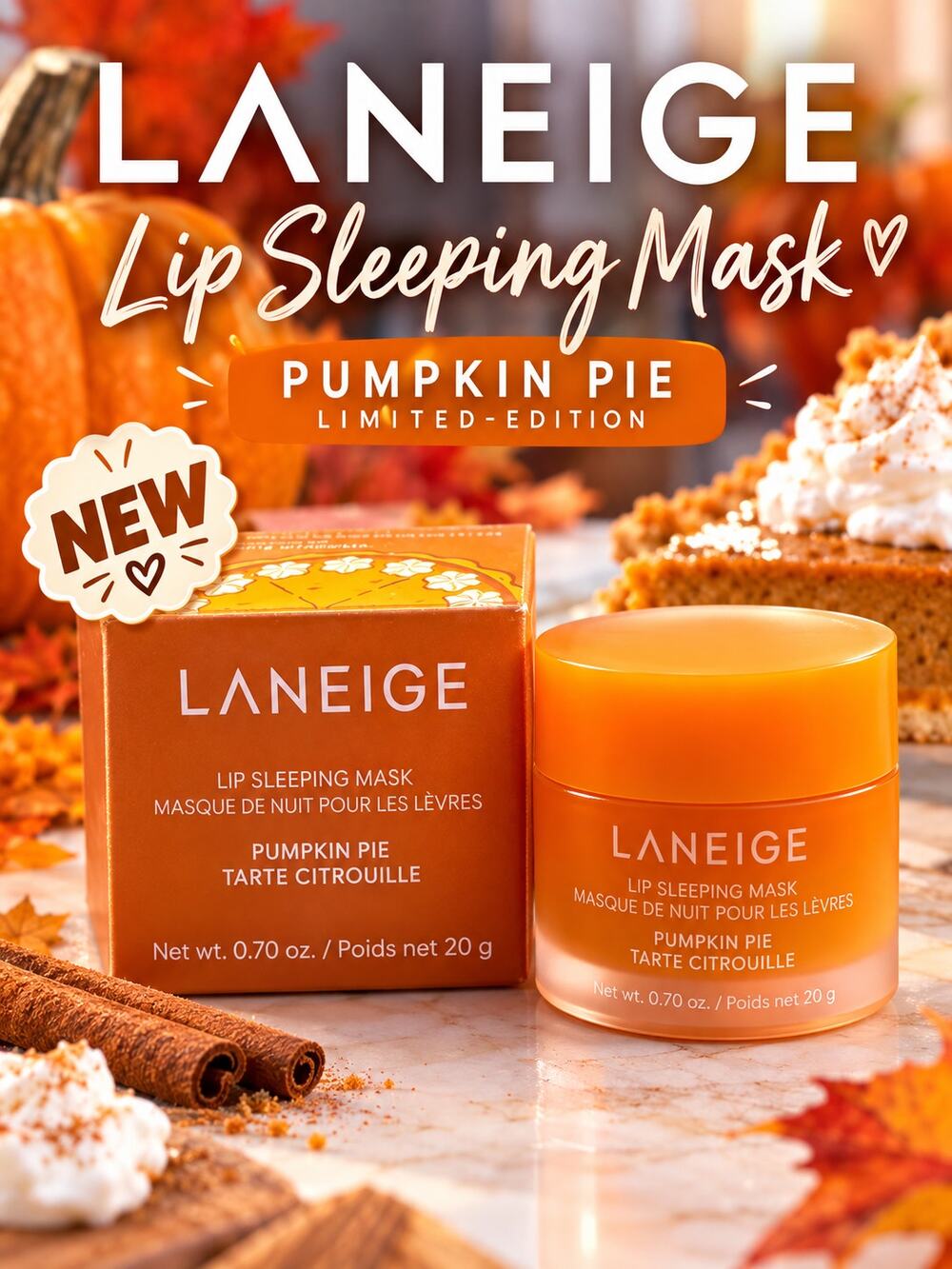 Laneige $24 Lip Sleeping Mask Limited-Edition Pumpkin Pie NEW